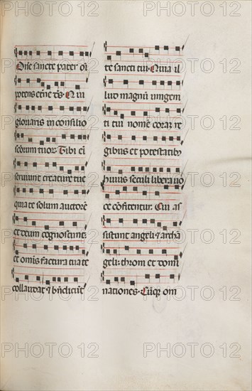 Missale: Fol. 112: contains some music as part of Palm Sunday liturgy, 1469. Bartolommeo Caporali (Italian, c. 1420-1503), assisted by Giapeco Caporali (Italian, d. 1478). Ink; overall: 35 x 25 cm (13 3/4 x 9 13/16 in.).