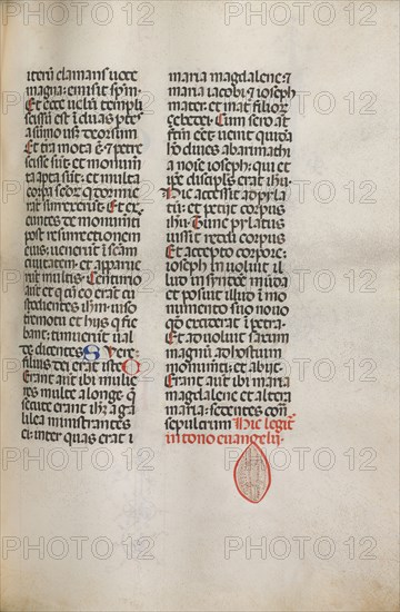 Missale: Fol. 122: contains music for "Hely Hely Lama etc." within St. Mattion Passion, 1469. Bartolommeo Caporali (Italian, c. 1420-1503), assisted by Giapeco Caporali (Italian, d. 1478). Ink; overall: 35 x 25 cm (13 3/4 x 9 13/16 in.)