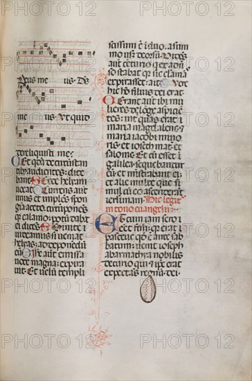 Missale: Fol. 129: contains music for "Hely Hely Lama etc." within St. Mattion Passion, 1469. Bartolommeo Caporali (Italian, c. 1420-1503), assisted by Giapeco Caporali (Italian, d. 1478). Ink; overall: 35 x 25 cm (13 3/4 x 9 13/16 in.).