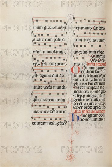 Missale: Fol. 179v: Music for various ordinary prayers, 1469. Bartolommeo Caporali (Italian, c. 1420-1503), assisted by Giapeco Caporali (Italian, d. 1478). Ink; overall: 35 x 25 cm (13 3/4 x 9 13/16 in.)