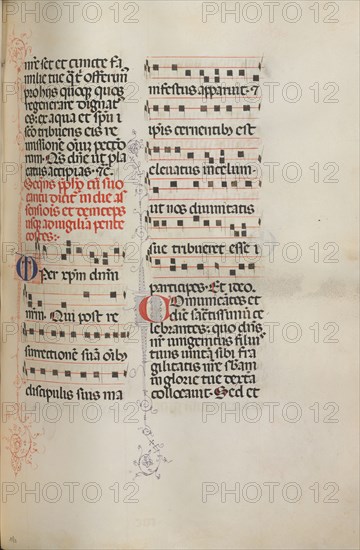 Missale: Fol. 180: Music for various ordinary prayers, 1469. Bartolommeo Caporali (Italian, c. 1420-1503), assisted by Giapeco Caporali (Italian, d. 1478). Ink; overall: 35 x 25 cm (13 3/4 x 9 13/16 in.)