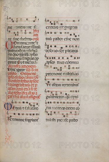 Missale: Fol. 181: Music for various ordinary prayers, 1469. Bartolommeo Caporali (Italian, c. 1420-1503), assisted by Giapeco Caporali (Italian, d. 1478). Ink; overall: 35 x 25 cm (13 3/4 x 9 13/16 in.)