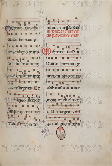 Missale: Fol. 182: Music for various ordinary prayers, 1469. Bartolommeo Caporali (Italian, c. 1420-1503), assisted by Giapeco Caporali (Italian, d. 1478). Ink; overall: 35 x 25 cm (13 3/4 x 9 13/16 in.).
