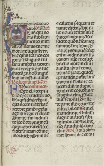 Missale: Fol. 225: Chalice with Host, 1469. Bartolommeo Caporali (Italian, c. 1420-1503), assisted by Giapeco Caporali (Italian, d. 1478). Ink, tempera and burnished gold on vellum ; overall: 35 x 25 cm (13 3/4 x 9 13/16 in.).