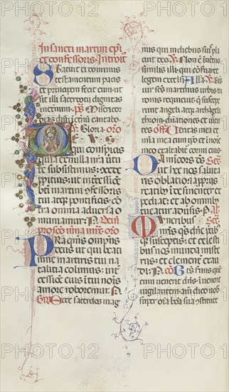 Missale: Fol. 324v: Saint Martin, 1469. Bartolommeo Caporali (Italian, c. 1420-1503), assisted by Giapeco Caporali (Italian, d. 1478). Ink, tempera and burnished gold on vellum ; overall: 35 x 25 cm (13 3/4 x 9 13/16 in.)