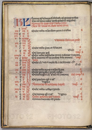 Missale: Fol. 5v: June Calendar Page, 1469. Bartolommeo Caporali (Italian, c. 1420-1503), assisted by Giapeco Caporali (Italian, d. 1478). Ink, tempera and burnished gold on vellum ; overall: 35 x 25 cm (13 3/4 x 9 13/16 in.)