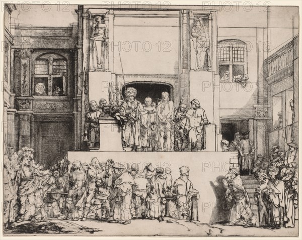 Ecce Homo. Christ Presented to the People, 1655. Rembrandt van Rijn (Dutch, 1606-1669). Drypoint; sheet: 36.1 x 45.6 cm (14 3/16 x 17 15/16 in.); platemark: 35.9 x 45.6 cm (14 1/8 x 17 15/16 in.)
