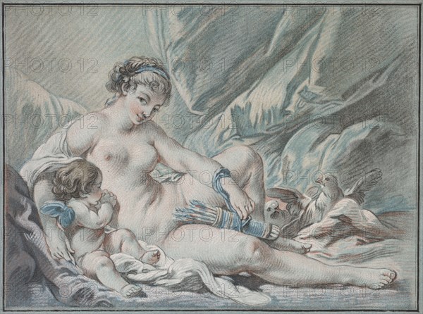Love Requests Venus to Return His Weapons to Him, 1768. Louis-Marin Bonnet (French, 1736-1793), after François Boucher (French, 1703-1770). Chalk-manner etching and engraving printed in color; sheet: 30 x 39.8 cm (11 13/16 x 15 11/16 in.); platemark: 27.3 x 36.7 cm (10 3/4 x 14 7/16 in.)