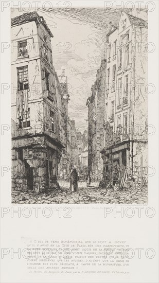 Rue des Marmousets (Old Paris), 1862. Maxime Lalanne (French, 1827-1886), A Cadart & F. Chevalier, rue Richelieu, 66 Paris. Etching; sheet: 52.7 x 32.8 cm (20 3/4 x 12 15/16 in.); platemark: 26 x 8 cm (10 1/4 x 3 1/8 in.)