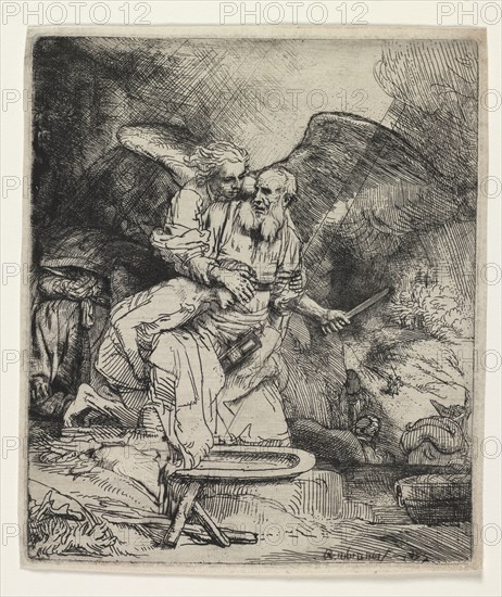 Abraham's Sacrifice, 1655. Rembrandt van Rijn (Dutch, 1606-1669). Etching and drypoint; sheet: 16.1 x 13.8 cm (6 5/16 x 5 7/16 in.); platemark: 15.6 x 13.2 cm (6 1/8 x 5 3/16 in.).