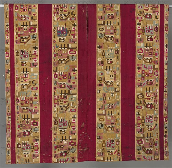 Tunic with Sacrificer, 600-1000. South America, Peru, Central Andes, Middle Horizon, Wari people, 7th-11th century. Camelid-fiber, cotton; tapestry weave; overall: 202.6 x 112 cm (79 3/4 x 44 1/8 in.)