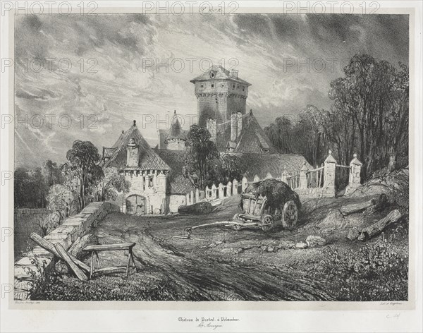 Plate 202 from Voyages Pittoresques...Auvergne vol. II: Picturesque and Romantic Journeys in Old France: Auvergne (vol. II): Pesteil Chateau at Polminhac, Plate 202 , 1832. Eugène Isabey (French, 1803-1886). Lithograph on chine collé; sheet: 34.2 x 53.1 cm (13 7/16 x 20 7/8 in.); platemark: 23.2 x 31 cm (9 1/8 x 12 3/16 in.).