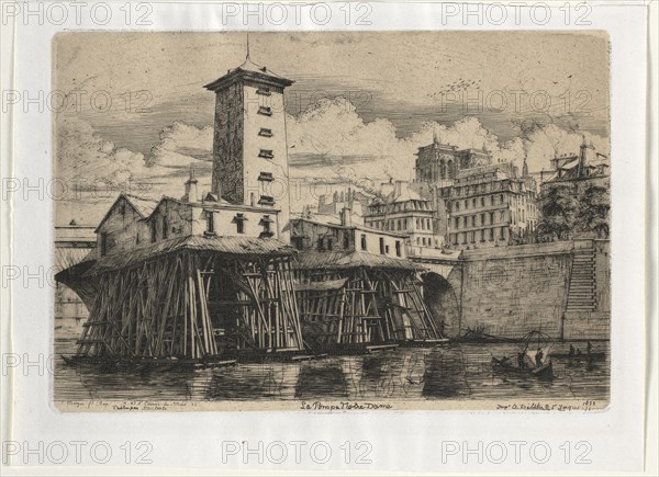 Notre Dame Pumphouse, Paris , 1852. Charles Meryon (French, 1821-1868). Etching on chine collé; sheet: 21 x 28.2 cm (8 1/4 x 11 1/8 in.); platemark: 17.2 x 25.2 cm (6 3/4 x 9 15/16 in.)