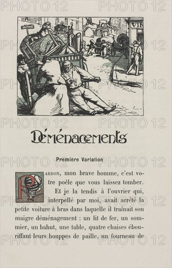 Landscapes and Street Corners: Moving , 1900. Auguste Louis Lepère (French, 1849-1918). Color woodcut; sheet: 23.8 x 15.2 cm (9 3/8 x 6 in.); image: 6.6 x 8.5 cm (2 5/8 x 3 3/8 in.).