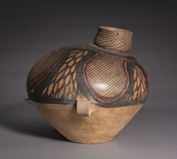 Bird-shaped Urn, 2650-2350 BC. Northwest China, Neolithic period, Majiayao culture, Banshan phase (2650-2350 BC). Earthenware with slip-painted decoration; overall: 26.7 x 31.1 x 27.9 cm (10 1/2 x 12 1/4 x 11 in.).