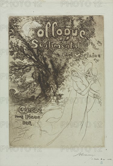 Sentimental Colloquy of Paul Verlaine , 1897. Auguste Louis Lepère (French, 1849-1918). Etching and aquatint; sheet: 43 x 26 cm (16 15/16 x 10 1/4 in.); image: 29.9 x 21.7 cm (11 3/4 x 8 9/16 in.).