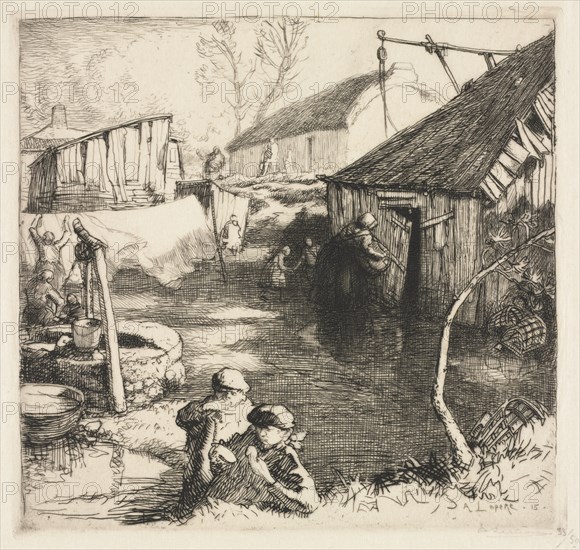 Fishermen's Quarters (Saint-Jean-de-Monts), 1915. Auguste Louis Lepère (French, 1849-1918). Etching; sheet: 23.3 x 28.9 cm (9 3/16 x 11 3/8 in.); image: 18.5 x 19.4 cm (7 5/16 x 7 5/8 in.); plate: 19.2 x 20.1 cm (7 9/16 x 7 15/16 in.)