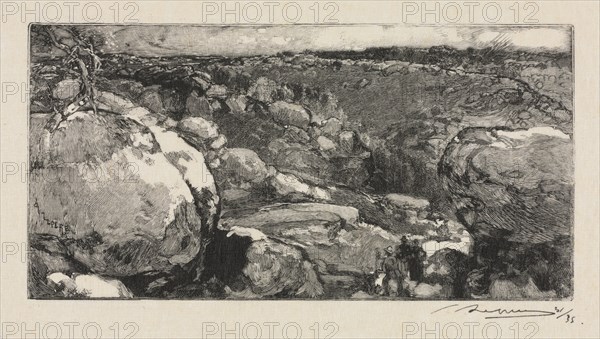 Fontainebleau Forest: The Cirque of Long-Rocher, 1888. Auguste Louis Lepère (French, 1849-1918). Wood engraving; sheet: 17 x 22.5 cm (6 11/16 x 8 7/8 in.); platemark: 8.1 x 16 cm (3 3/16 x 6 5/16 in.)