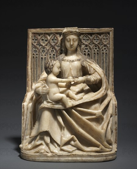 Enthroned Virgin and Child, c. 1480s. Gil de Siloé (Spanish, c. 1501). Alabaster with traces of gilding and polychromy; overall: 31.5 x 22.5 x 16 cm (12 3/8 x 8 7/8 x 6 5/16 in.)