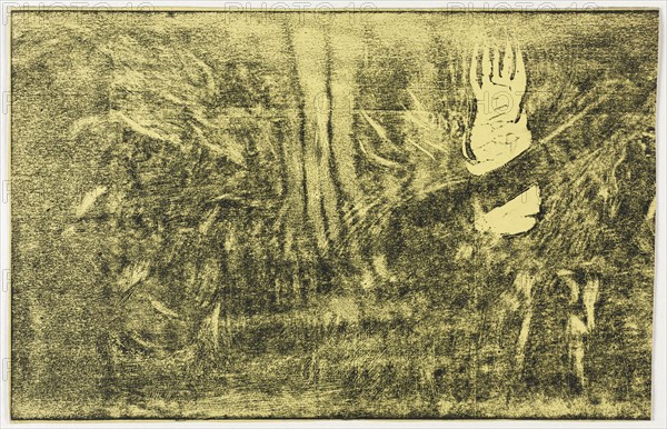 Noa Noa: The Devil Speaks (Mahna No Varua Ino) (recto), 1893-1894. Paul Gauguin (French, 1848-1903). Woodcut ; sheet: 20.5 x 32.1 cm (8 1/16 x 12 5/8 in.); image: 20.3 x 31.9 cm (8 x 12 9/16 in.)