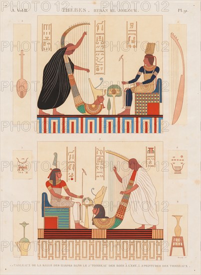 Description of Egypt: Thebes Byban el Molouk, Vol. II, Pl. 91, 1812. Antoine Maxime Monsaldy (French, 1768-1816), after André Dutertre (French, 1753-1842). Engraving, printed in sanguine hand-colored; sheet: 71 x 53.9 cm (27 15/16 x 21 1/4 in.); platemark: 58.5 x 42.5 cm (23 1/16 x 16 3/4 in.)