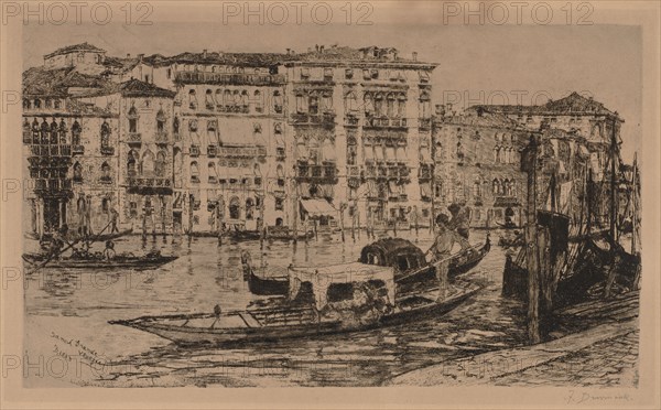 Desdemona's House, Grand Canal, Venice: Grand Canal, Venice, 1889. Frank Duveneck (American, 1848-1919), Frederick Keppel. Etching with pencil additions