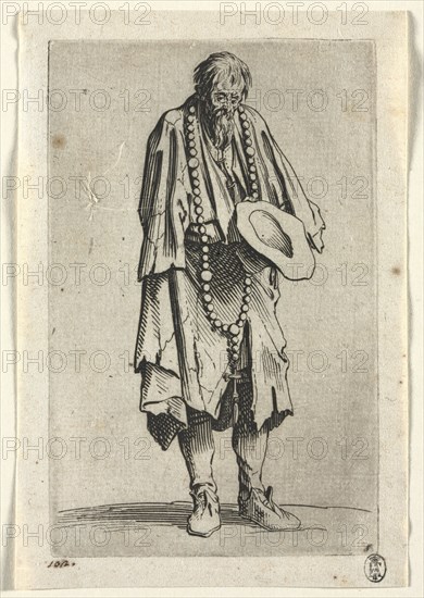 The Beggars: Beggar with Rosary, c. 1623. Jacques Callot (French, 1592-1635). Etching