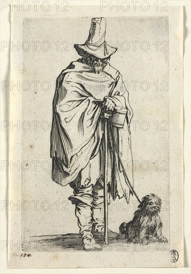 The Beggars: Blind Man with His Dog, c. 1623. Jacques Callot (French, 1592-1635). Etching; paper: 15.6 x 10.4 cm (6 1/8 x 4 1/8 in.); plate: 13.8 x 8.8 cm (5 7/16 x 3 7/16 in.).