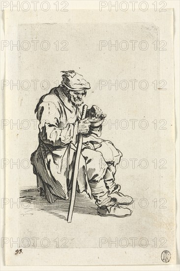 The Beggars: Beggar Sitting Down and Eating, c. 1623. Jacques Callot (French, 1592-1635). Etching; paper: 15.7 x 10.4 cm (6 3/16 x 4 1/8 in.); plate: 13.8 x 8.8 cm (5 7/16 x 3 7/16 in.)