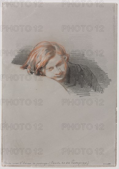 Head of a Young Man (Study for L'Oiseau de passage), 1853. Paul Gavarni (French, 1804-1866). Graphite and red chalk with stylus heightened with white on off-white woven paper; sheet: 23.6 x 16.6 cm (9 5/16 x 6 9/16 in.).
