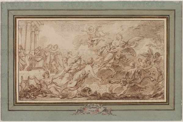 Boreas Abducting Oreithyia, c. 1755-1760. Jean-Baptiste-Marie Pierre (French, 1713-1789). Red chalk; overall: 22.5 x 40.9 cm (8 7/8 x 16 1/8 in.).
