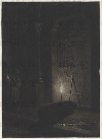 A Funeral , c. mid-1870s-early 1880s. Jean-Paul Laurens (French, 1838-1921). Charcoal and brush and black and brown ink, with stumping and scratching away; sheet: 40.1 x 29 cm (15 13/16 x 11 7/16 in.).