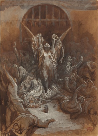 Liberty, c. 1865-1875. Gustave Doré (French, 1832-1883). Brown wash and gray and white gouache with graphite; sheet: 46.5 x 32.9 cm (18 5/16 x 12 15/16 in.).