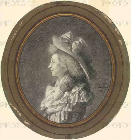 Woman in Profile, Turned to the Left, 1784. Henri-Pierre Danloux (French, 1753-1809). Charcoal and black chalk with stumping on off-white laid paper, signed in brown ink; sheet: 23.7 x 20.7 cm (9 5/16 x 8 1/8 in.); secondary support: 30.9 x 28.9 cm (12 3/16 x 11 3/8 in.).