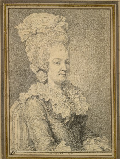 Half-length Portrait of a Seated Woman, 1781. Charles-Nicolas Cochin (French, 1715-1790). Black chalk; sheet: 16.5 x 11.4 cm (6 1/2 x 4 1/2 in.); secondary support: 25.3 x 20.2 cm (9 15/16 x 7 15/16 in.).