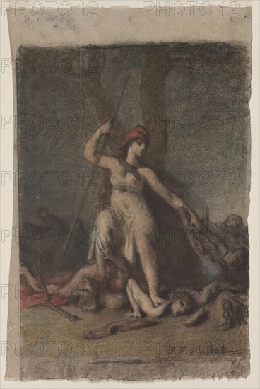 Liberty, probably 1848. Jean-François Millet (French, 1814-1875). Black chalk and pastel; sheet: 47.2 x 31.7 cm (18 9/16 x 12 1/2 in.).