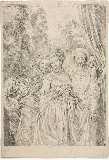 The Clothes are Italian, 1715-1716. Jean Antoine Watteau (French, 1684-1721). Etching; sheet: 30 x 20.9 cm (11 13/16 x 8 1/4 in.); image: 27.5 x 20 cm (10 13/16 x 7 7/8 in.)