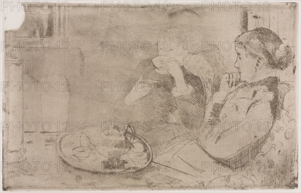 Lydia and her Mother at Tea, c. 1880. Mary Cassatt (American, 1844-1926). Softground etching and aquatint printed in brown; sheet: 27.5 x 36 cm (10 13/16 x 14 3/16 in.); platemark: 17.9 x 27.9 cm (7 1/16 x 11 in.)