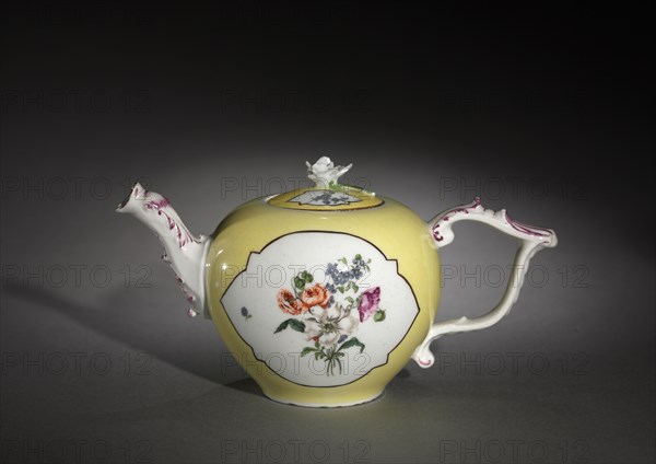 Teapot (yellow and decorated with floral design), c. 1750-1770. Meissen Porcelain Factory (German). Porcelain; overall: 12 x 43.5 x 19.5 cm (4 3/4 x 17 1/8 x 7 11/16 in.).
