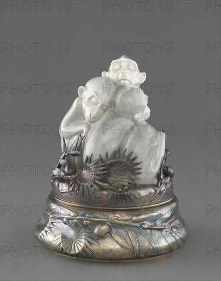 Monkey Figurine, c. 1850-1900. Rörstrand Pottery (Swedish). Porcelain, silver-gilt; overall: 20 x 46.6 x 21 cm (7 7/8 x 18 3/8 x 8 1/4 in.).