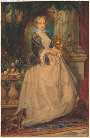 Portrait of Madame Thomas (née Camille Boucher). Eugène Isabey (French, 1803-1886). Watercolor with graphite; sheet: 54.5 x 34.6 cm (21 7/16 x 13 5/8 in.).