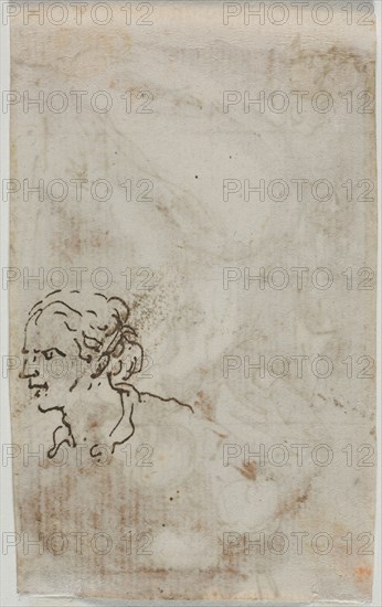Figure Studies (verso), c. 1640-1649. Salvator Rosa (Italian, 1615-1673). Pen and brown ink and wash; sheet: 10.3 x 6.4 cm (4 1/16 x 2 1/2 in.).