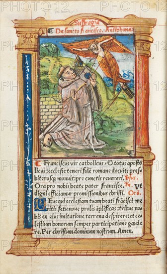 Printed Book of Hours (Use of Rome):  fol. 106v, St. Francis of Assisi, 1510. Guillaume Le Rouge (French, Paris, active 1493-1517). 112 Printed folios on parchment, bound
