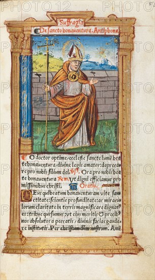 Printed Book of Hours (Use of Rome):  fol. 107r, St. Bonaventura, 1510. Guillaume Le Rouge (French, Paris, active 1493-1517). 112 Printed folios on parchment, bound