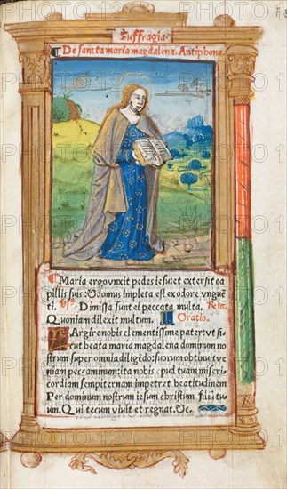 Printed Book of Hours (Use of Rome):  fol. 109r, Mary Magdalene, 1510. Guillaume Le Rouge (French, Paris, active 1493-1517). 112 Printed folios on parchment, bound