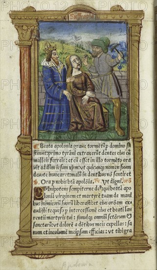 Printed Book of Hours (Use of Rome):  fol. 111v, St. Apollonia, 1510. Guillaume Le Rouge (French, Paris, active 1493-1517). 112 Printed folios on parchment, bound