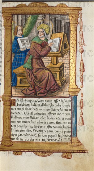 Printed Book of Hours (Use of Rome):  fol. 19r, St. Matthew, 1510. Guillaume Le Rouge (French, Paris, active 1493-1517). 112 Printed folios on parchment, bound