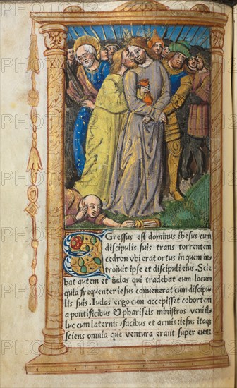 Printed Book of Hours (Use of Rome): fol 20v, Christ in Gethsemane, 1510. Guillaume Le Rouge (French, Paris, active 1493-1517). 112 Printed folios on parchment, bound
