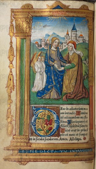Printed Book of Hours (Use of Rome): fol.29v, The Visitation, 1510. Guillaume Le Rouge (French, Paris, active 1493-1517). 112 Printed folios on parchment, bound