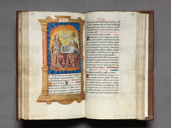 Printed Book of Hours (Use of Rome):  fol. 95r, The Trinity, 1510. Guillaume Le Rouge (French, Paris, active 1493-1517). 112 Printed folios on parchment, bound